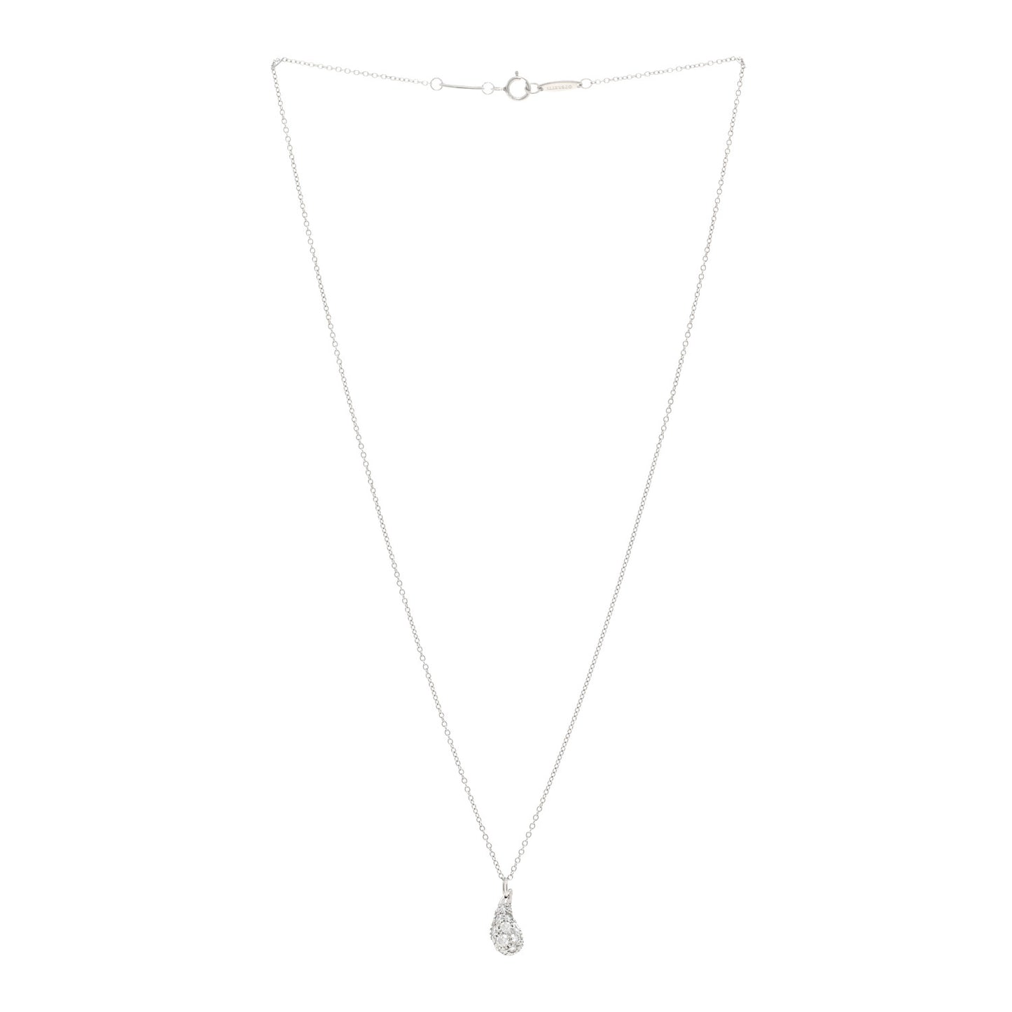 Platinum Diamond 6mm Elsa Peretti Teardrop Pendant Necklace