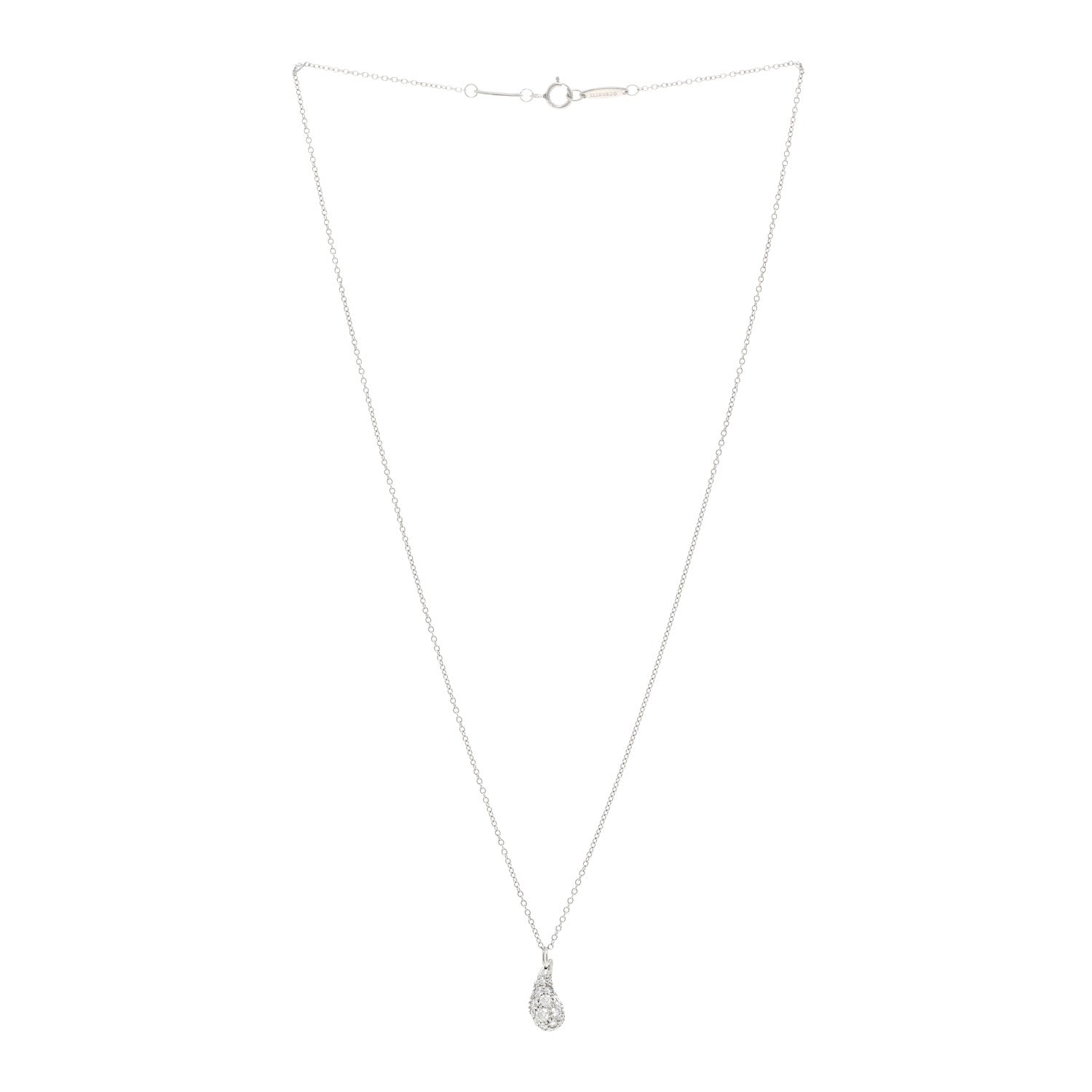 Tiffany Platinum Diamond 6mm Elsa Peretti Teardrop Pendant Necklace 3 of 5
