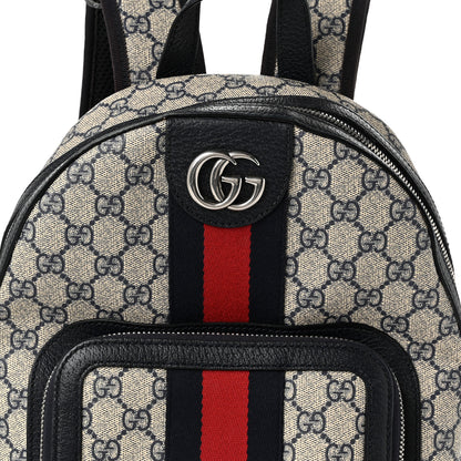 Gucci GG Supreme Monogram Textured Dollar Calfskin Web Small Ophidia Day Backpack Beige Blue Black 8 of 10