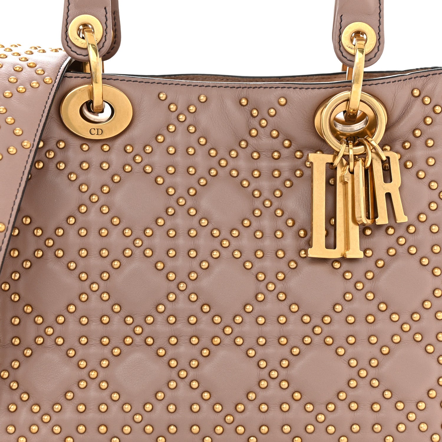 Christian Dior Calfskin Cannage Studded Medium Supple Lady Dior Light Pink 8 of 11