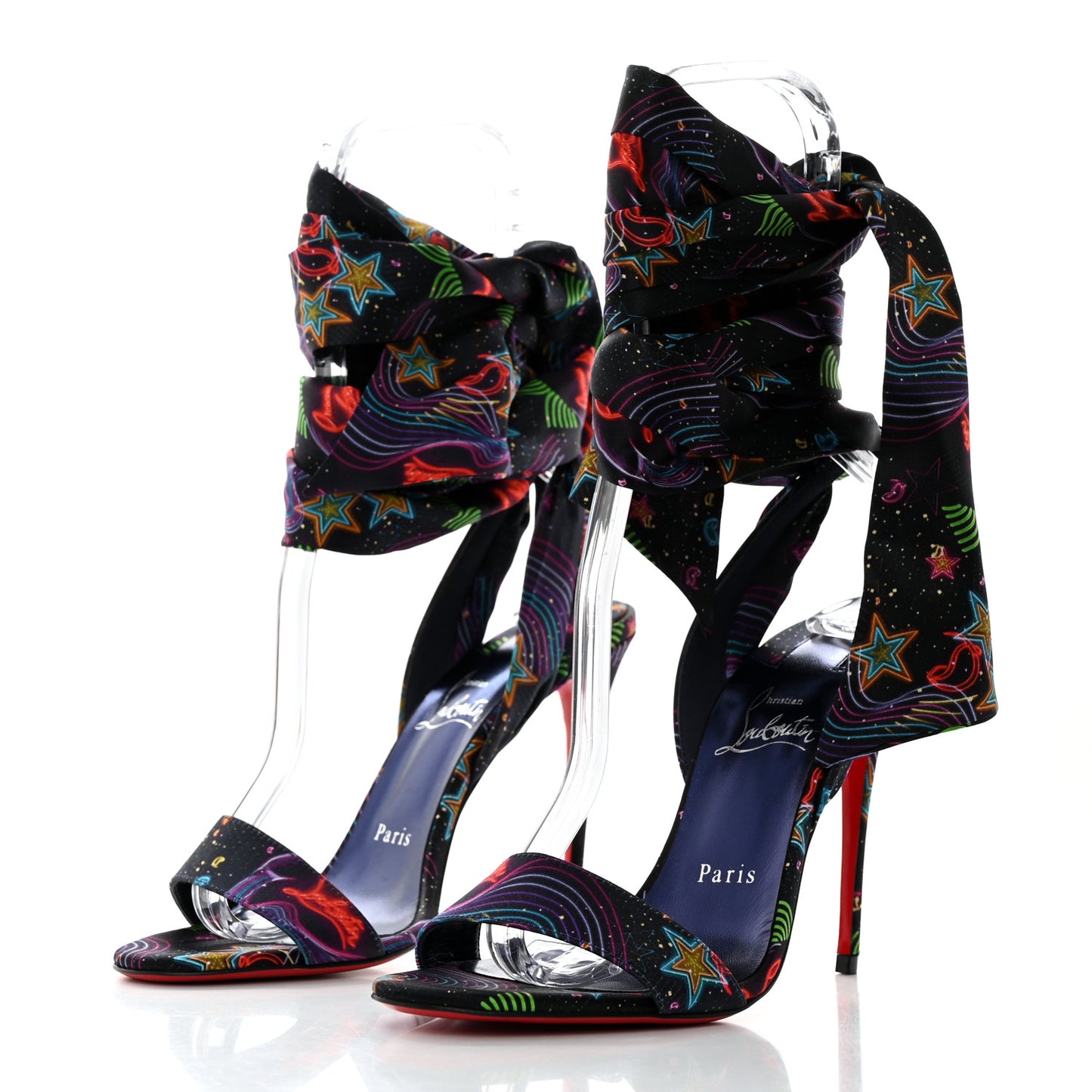 Crepe Satin Starlight Sandale Du Desert 100 Ankle Wrap Sandals 37.5 Black Multicolor