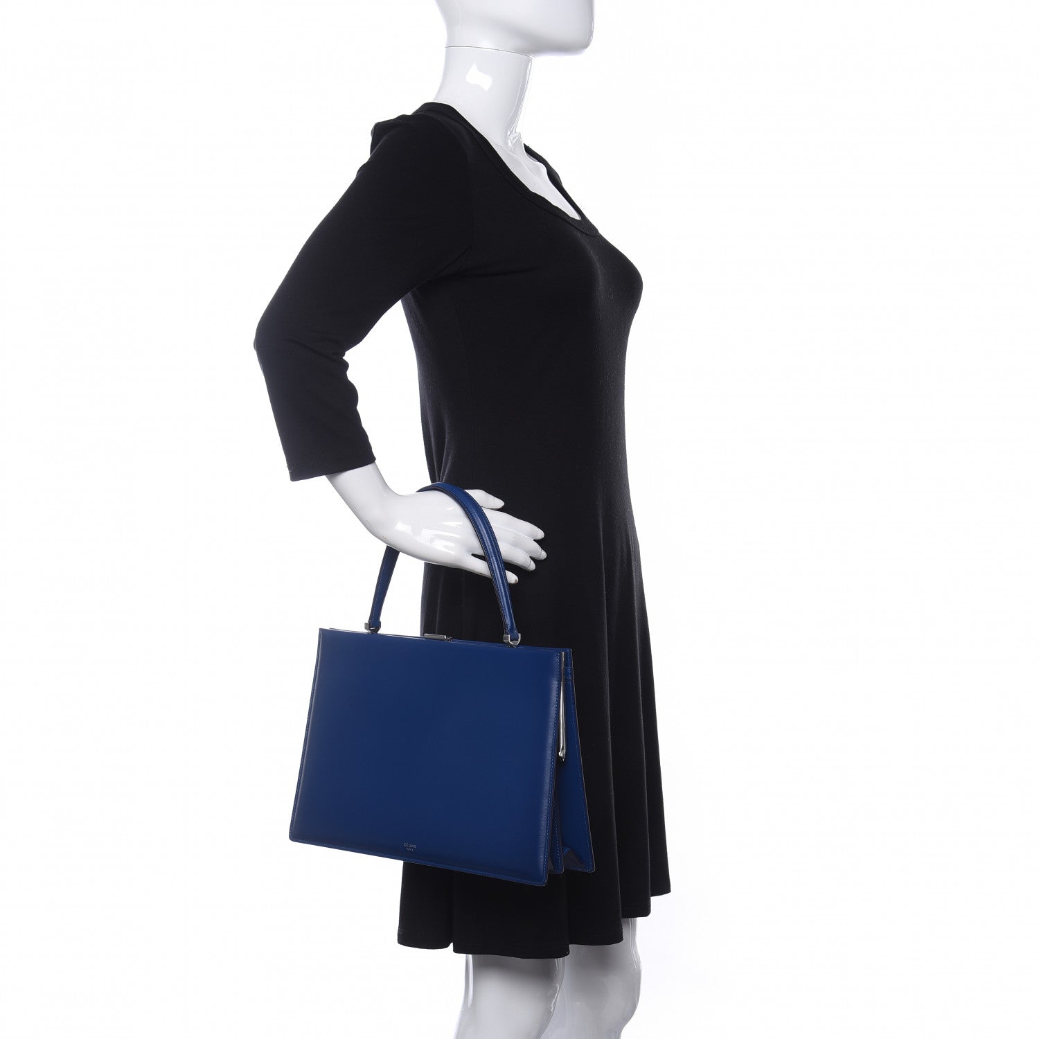 Celine Patina Box Calfskin Medium Clasp Bag Lazuli 2 of 10