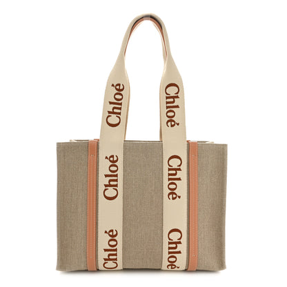Chloe Linen Calfskin Medium Woody Ribbon Tote Wooden Orange 1 of 10
