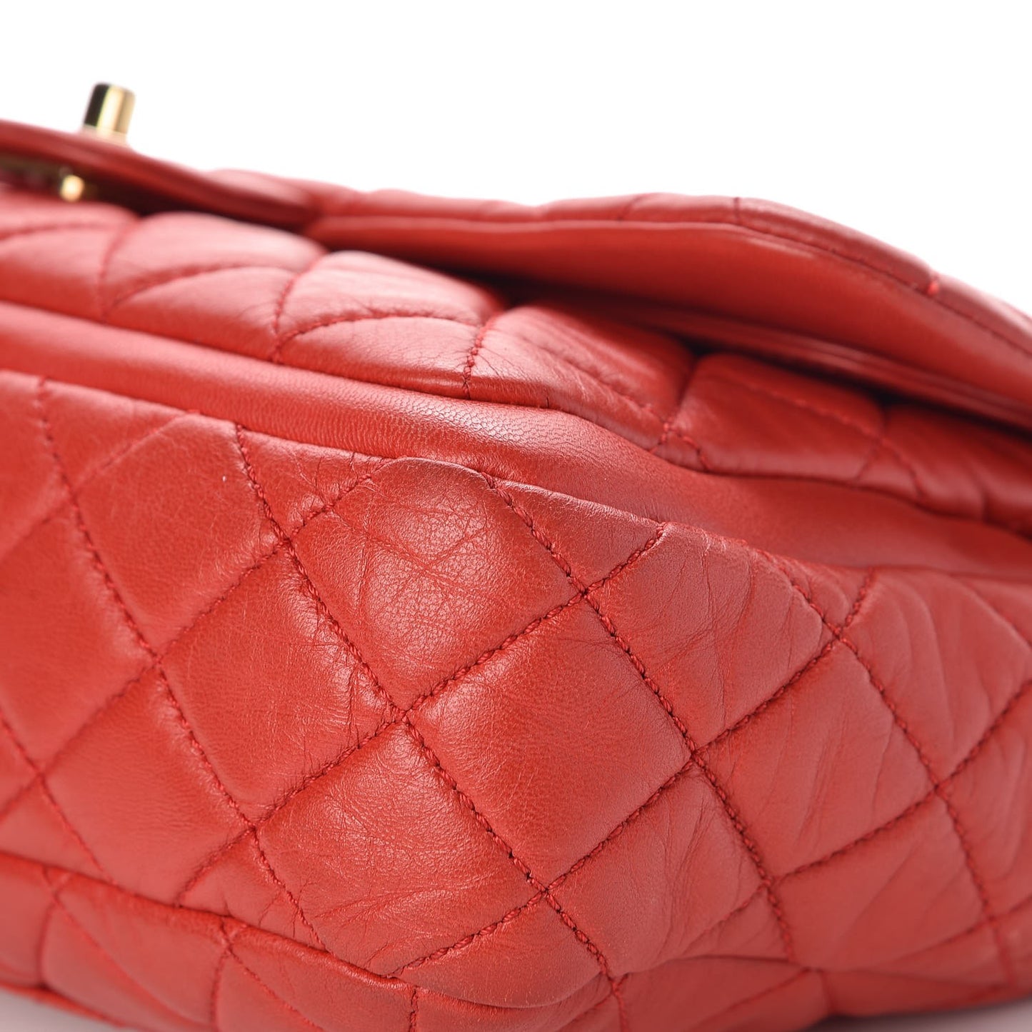 Lambskin Quilted Large Now and Forever Flap Red