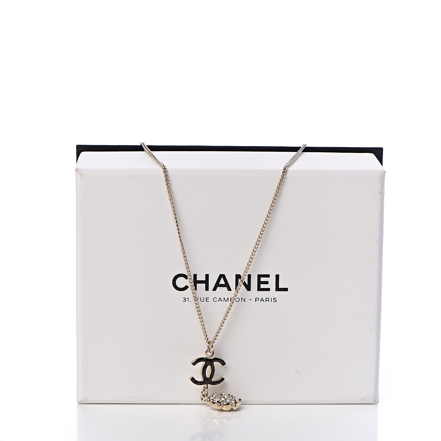 Crystal Resin CC Drop Pendant Necklace Gold