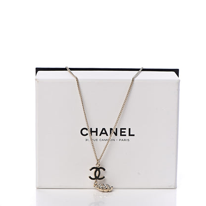 Chanel Crystal Resin CC Drop Pendant Necklace Gold 6 of 6