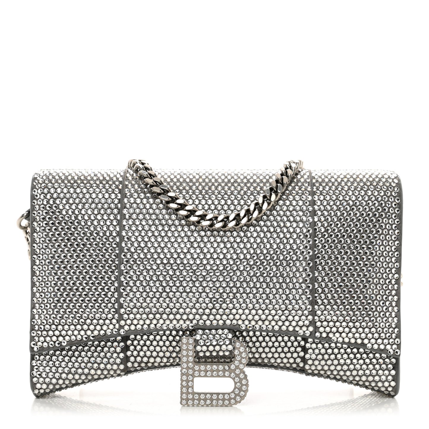 Strass Suede Hourglass Chain Bag Smoke Grey Crystal