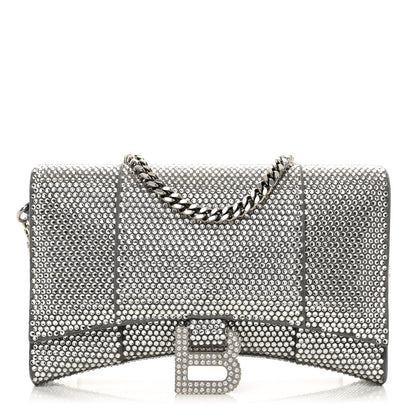 Balenciaga Strass Suede Hourglass Chain Bag Smoke Grey Crystal 1 of 10