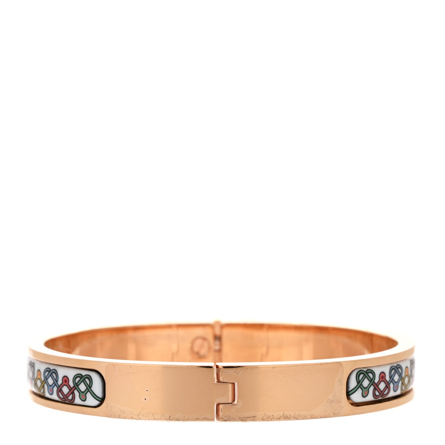 Hermes Enamel Printed Petits Coeurs Mini Clic Kelly Bracelet PM Aurore 3 of 4
