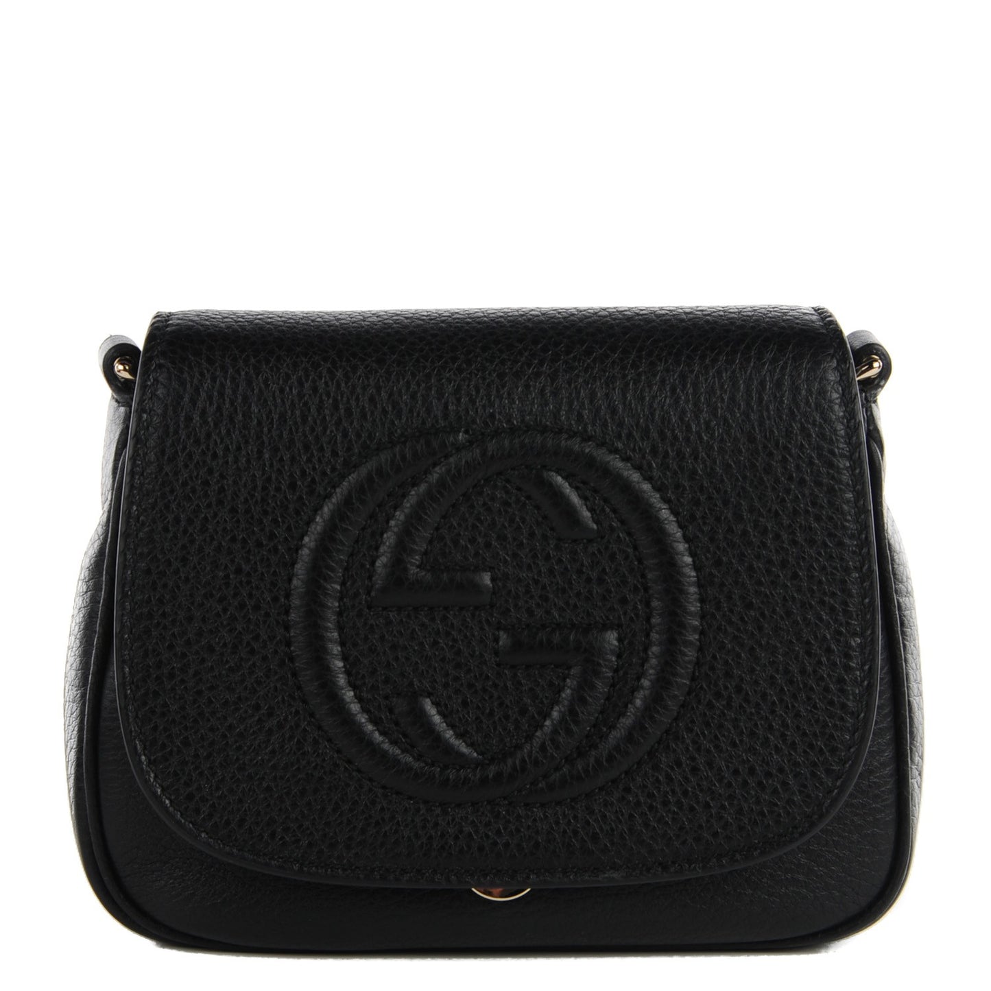 Pebbled Calfskin Small Soho Flap Crossbody Black