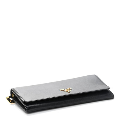 Prada Saffiano Metal Oro Chain Wallet Black 3 of 8