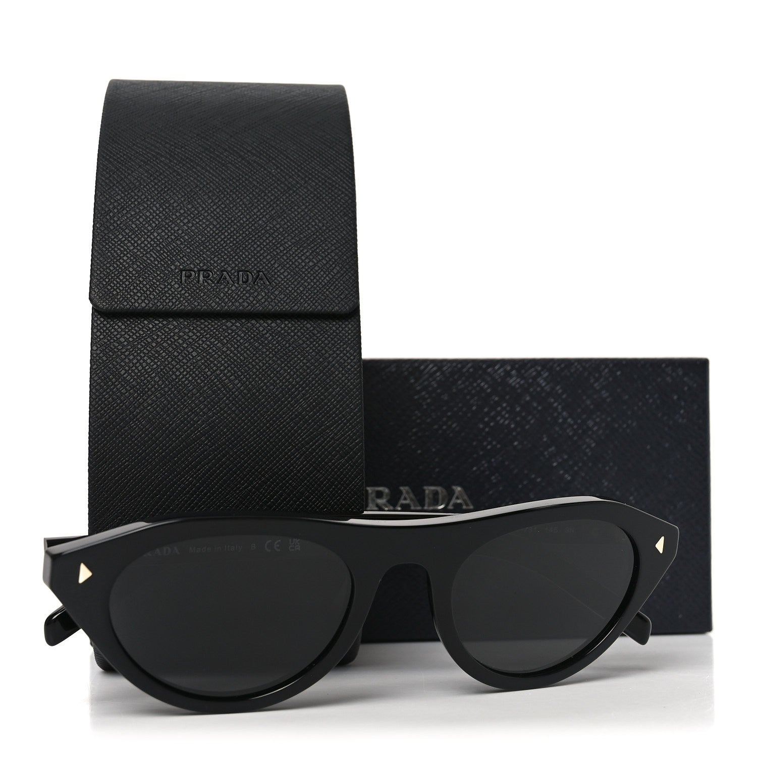Prada Acetate Iconic Metal Plaque Sunglasses SPR B15 Black 7 of 7