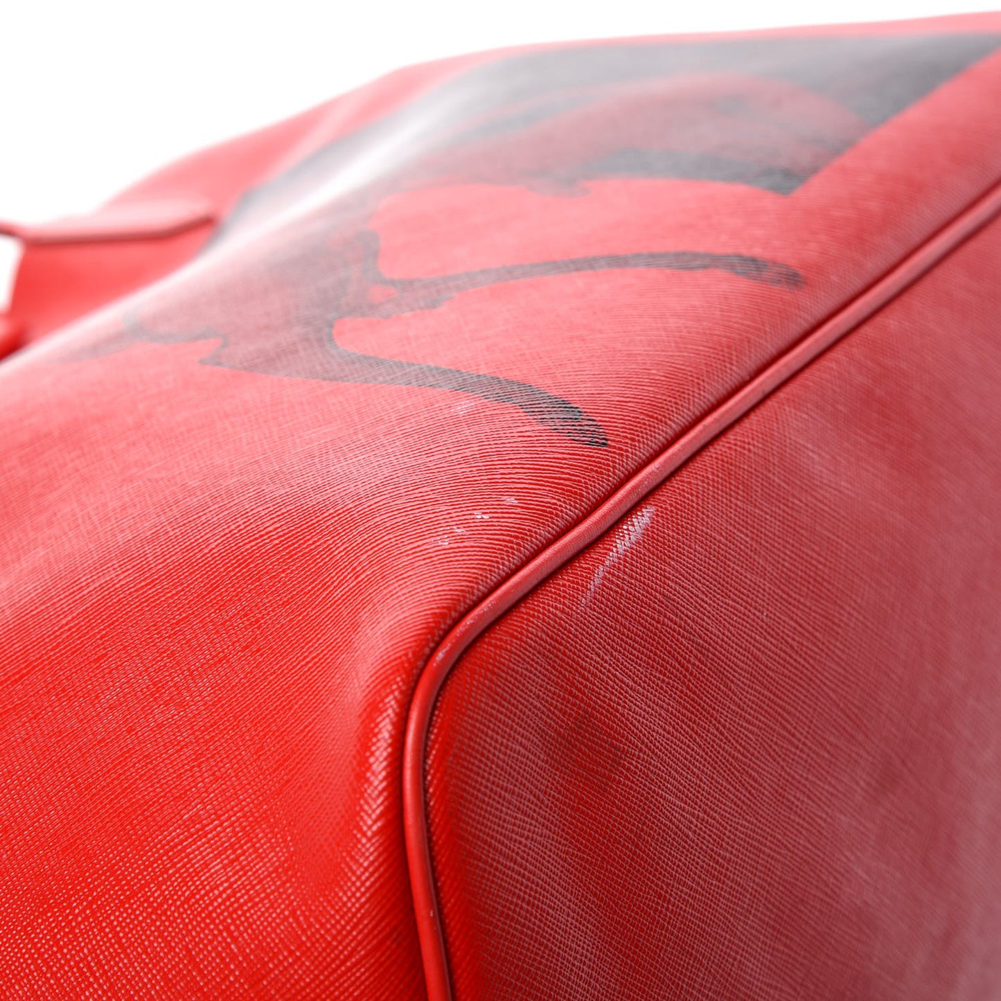 Textured Coated Canvas Bambi Print Large Antigona Tote Red