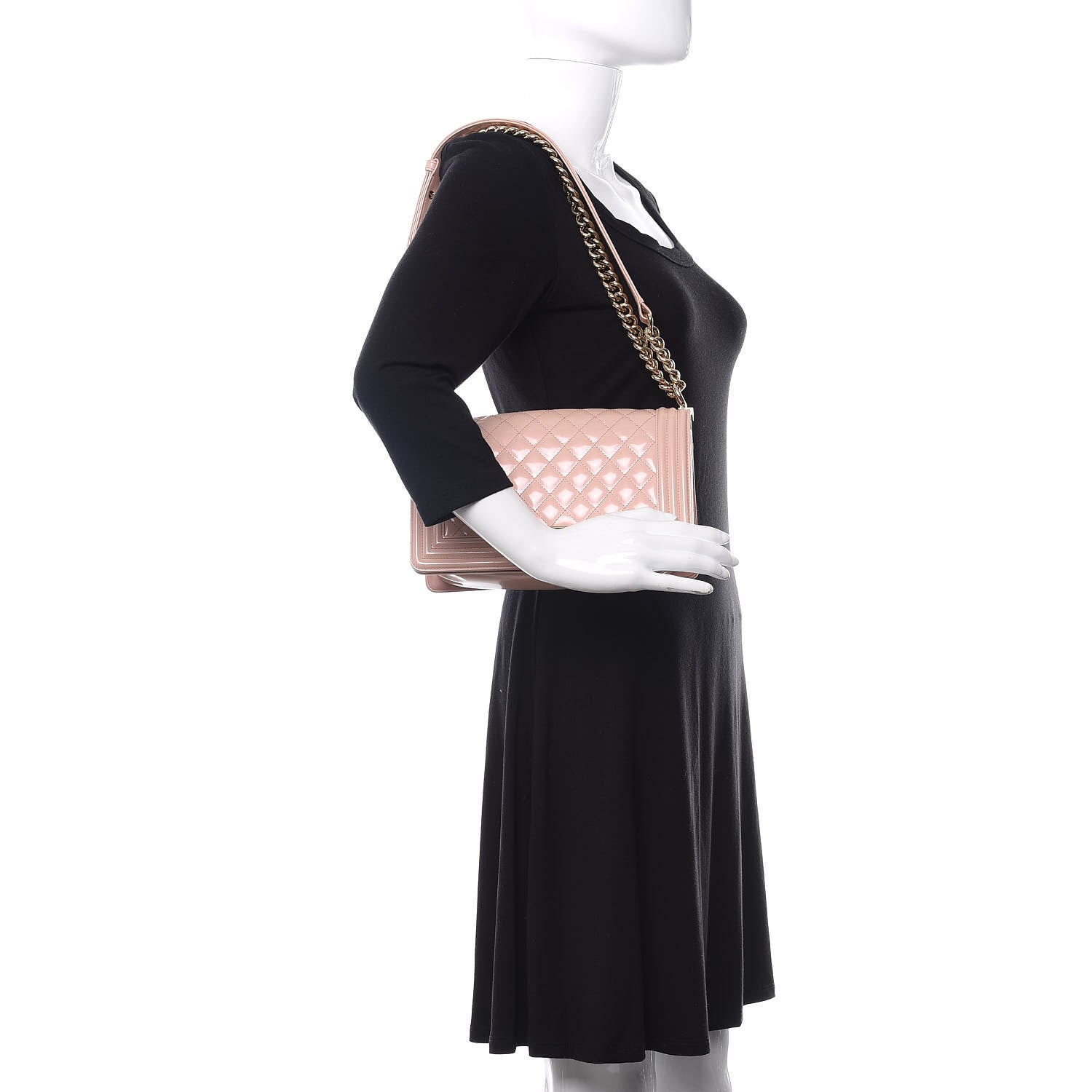 Chanel Patent Calfskin Quilted Medium Boy Flap Light Pink 3 of 13