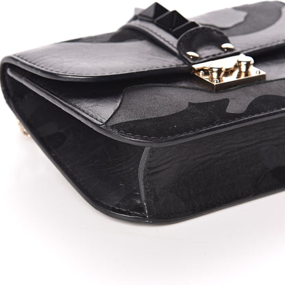 Valentino Garavani Nappa Camouflage Small Glam Lock Rockstud Flap Black 7 of 10