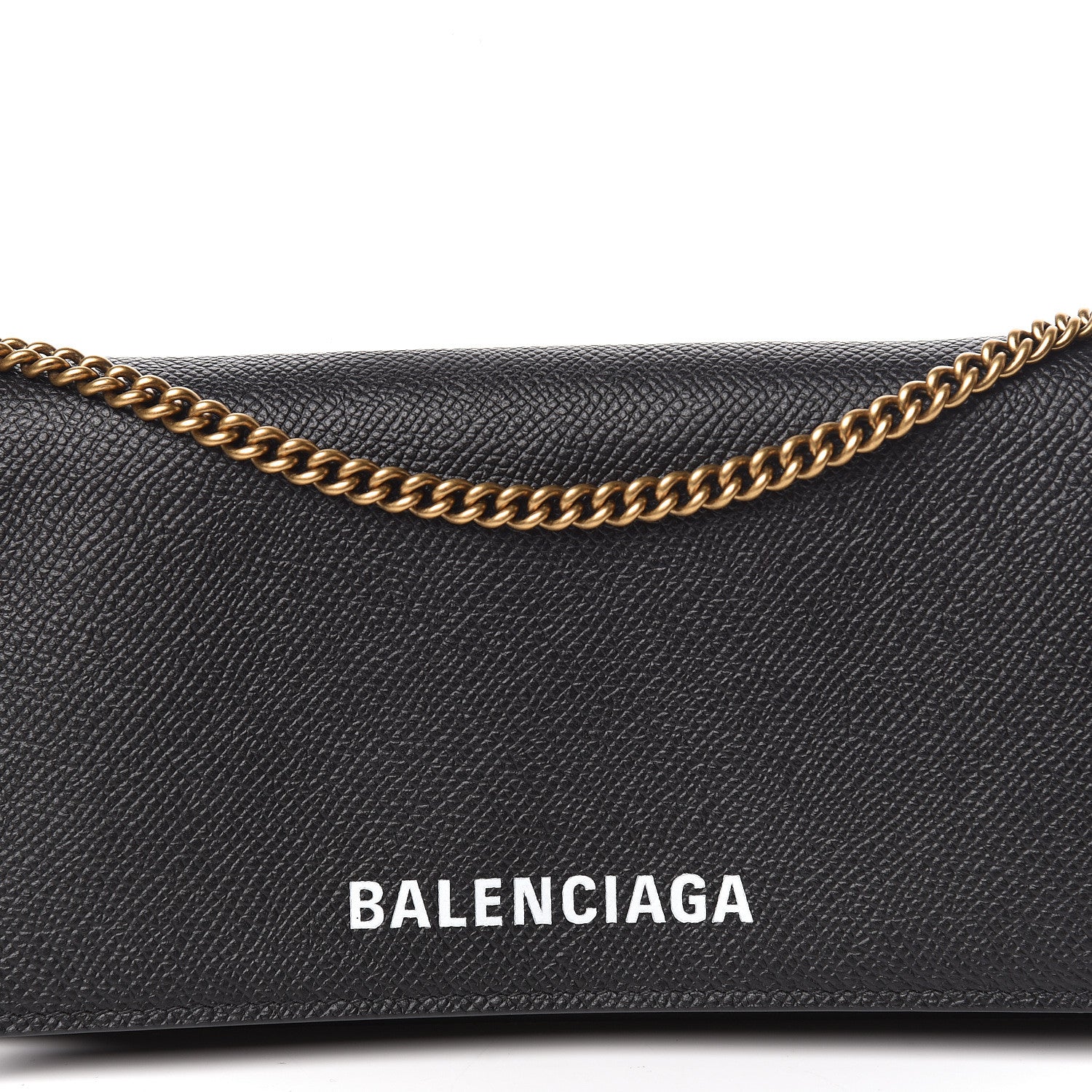 Balenciaga Signature Grained Calfskin Logo Ville Wallet on Chain Black 10 of 11