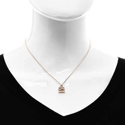 Hermes 18K Rose Gold Diamond Kelly Pendant Necklace 2 of 5