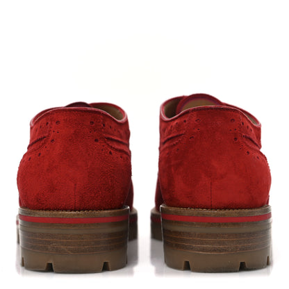 Christian Louboutin Veau Velours Charletta Brogue Oxfords 39 Flamenco 6 of 12