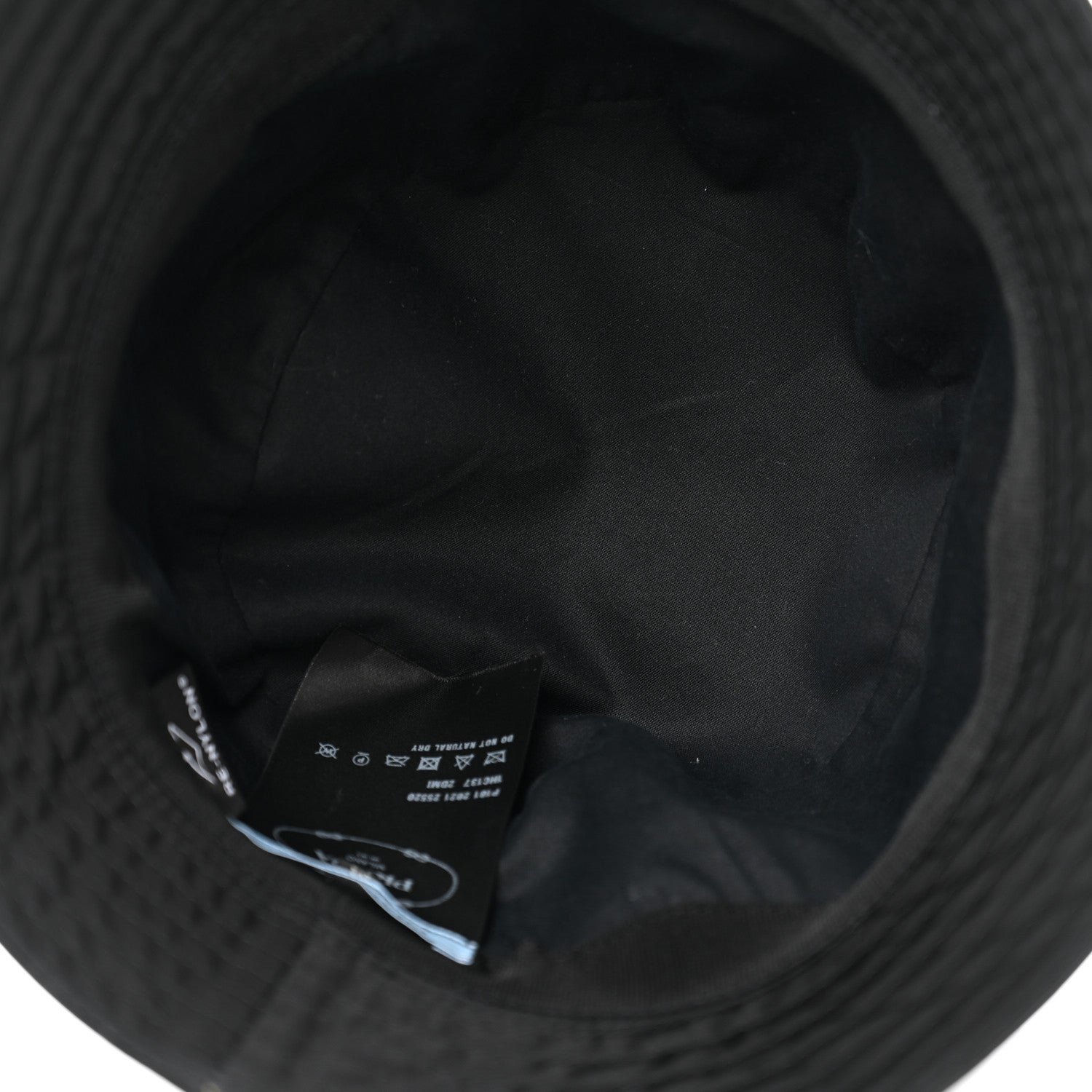 Prada Re-Nylon Metal Triangle Logo Womens Bucket Hat M Black 7 of 10