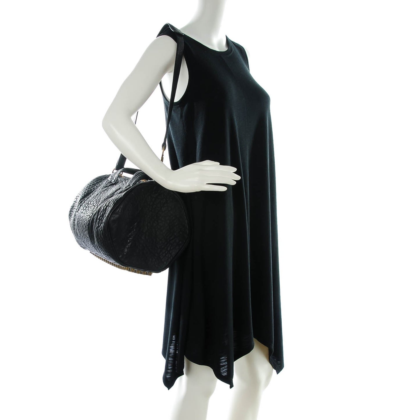 Pebbled Lambskin Rocco Black Antique Brass Hardware