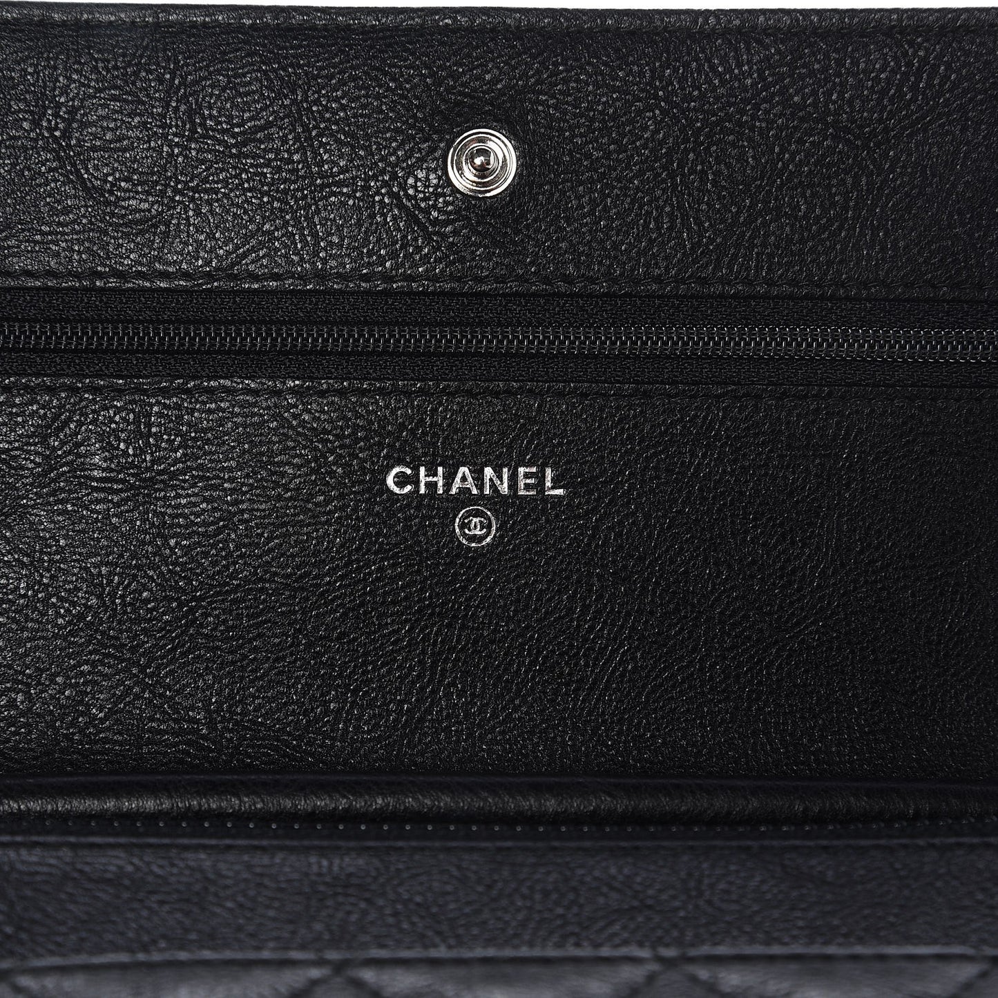Crumpled Calfskin Quilted Wallet On Chain WOC So Black