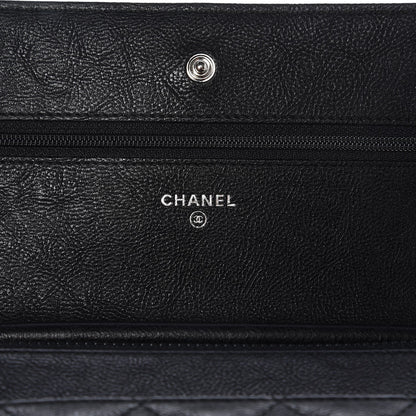 Chanel Crumpled Calfskin Quilted Wallet On Chain WOC So Black 6 of 9