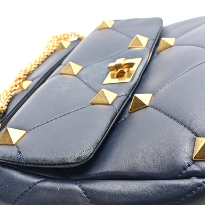 Valentino Garavani Nappa Large Roman Stud Shoulder Bag Marine 11 of 13