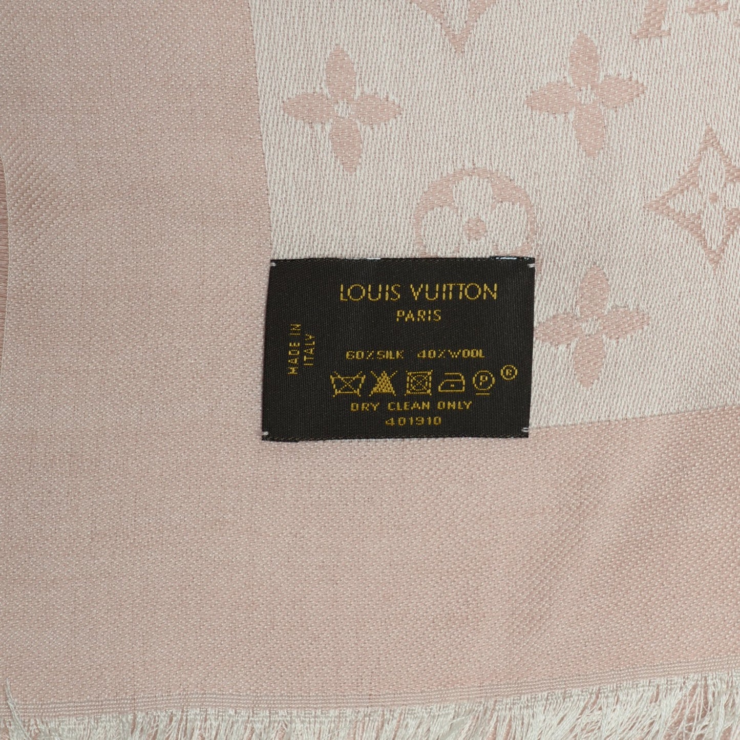 Silk Wool Monogram Denim Shawl Rose