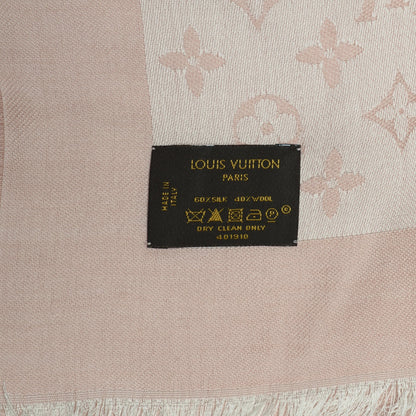 Louis Vuitton Silk Wool Monogram Denim Shawl Rose 5 of 6