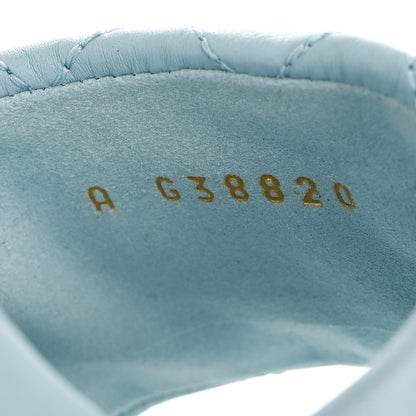 Chanel Lambskin Quilted Textured CC Mules 39 Light Blue 9 of 9