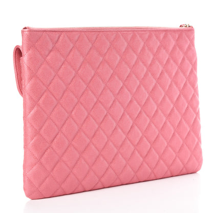 Chanel Iridescent Caviar Quilted Large Flap Cosmetic Case Pink 3 of 8