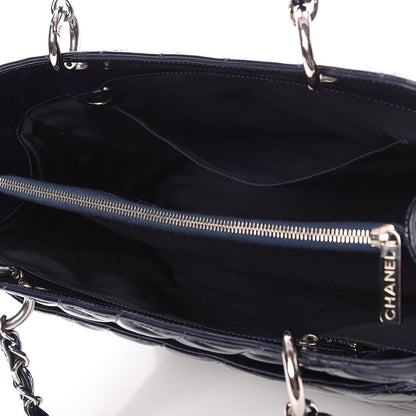 Chanel Patent Quilted Grand Shopping Tote GST Navy Blue 5 of 7