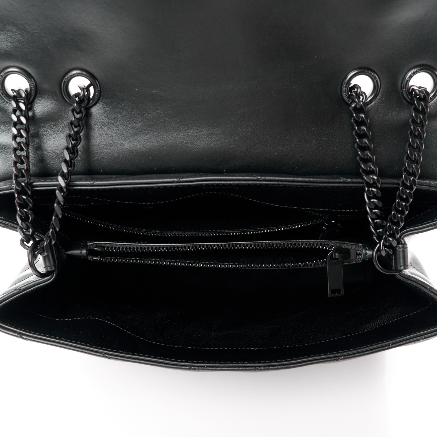 Saint Laurent Calfskin Y Quilted Monogram Monochrome Medium Loulou Chain Satchel Black 5 of 11