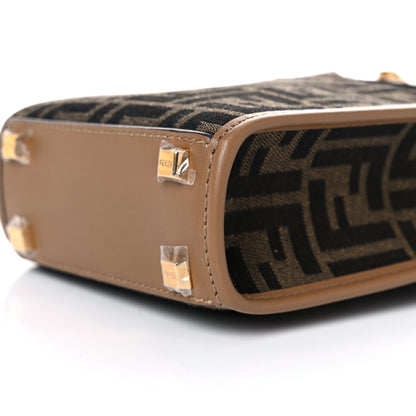 Fendi Fabric Jacquard Vitello King Plexiglass FF 1974 Mini Fendi Sunshine Shopper Tote Tobacco Moro Sand 9 of 12
