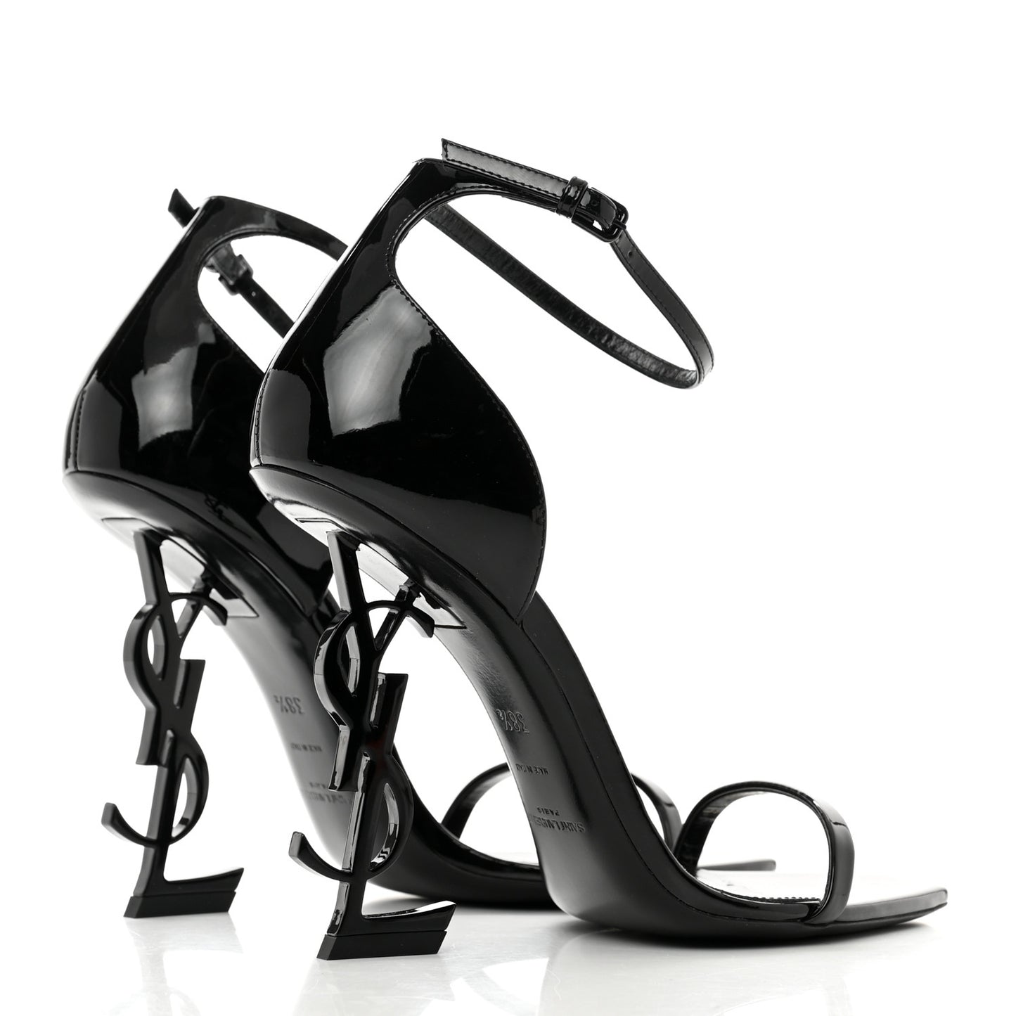 Patent Calfskin Opyum 110 Sandals 38.5 Black