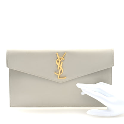 Saint Laurent Smooth Shiny Calfskin Uptown Pouch Crema Soft 2 of 6