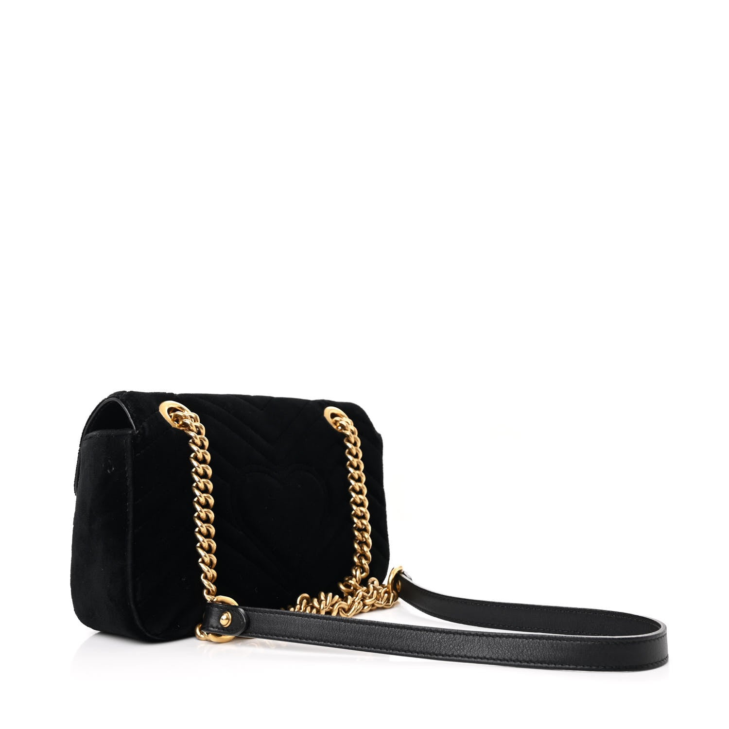 Gucci Velvet Matelasse Mini GG Marmont Shoulder Bag Black 3 of 11