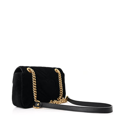 Gucci Velvet Matelasse Mini GG Marmont Shoulder Bag Black 3 of 11
