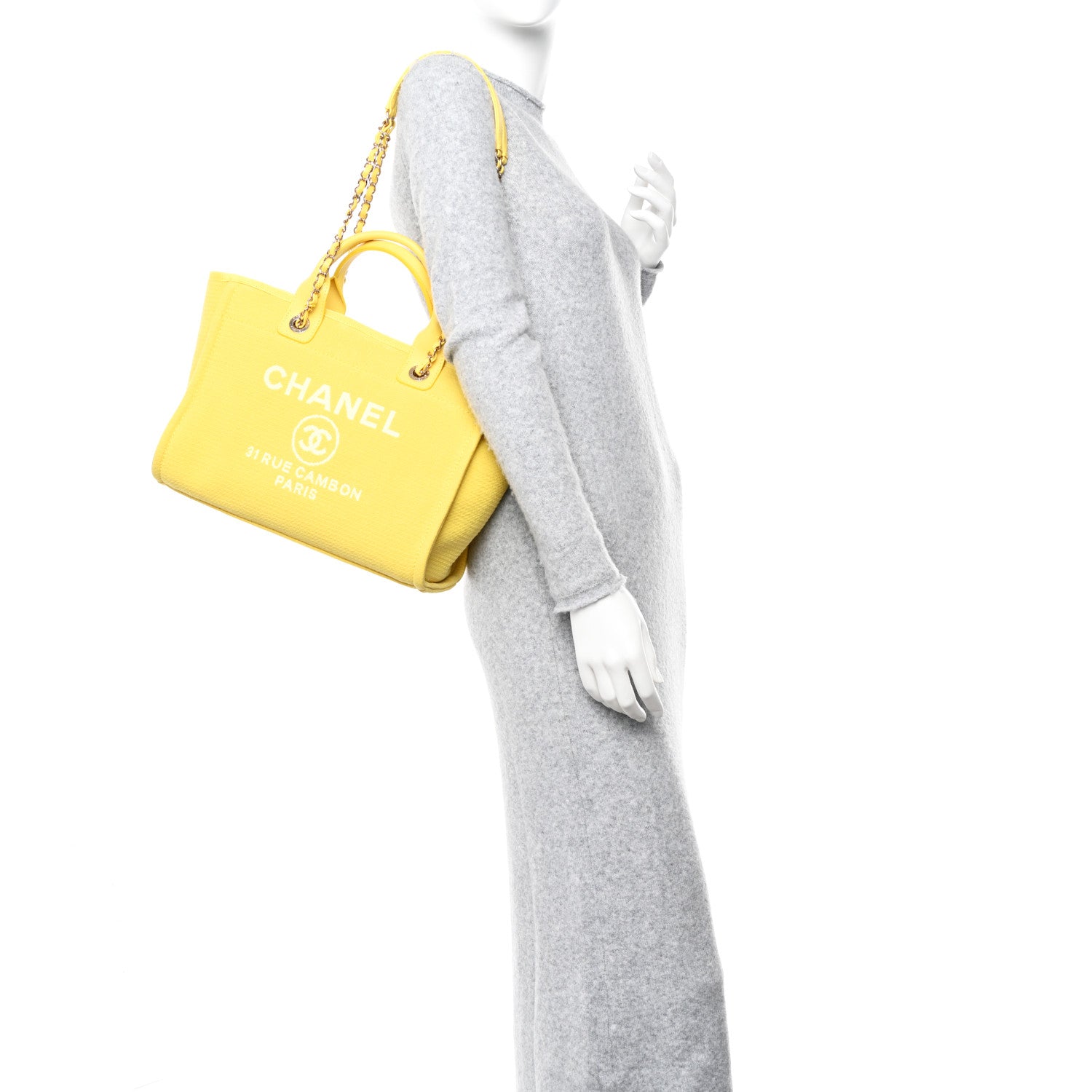 Chanel Mixed Fibers Small Deauville Tote Yellow 2 of 11