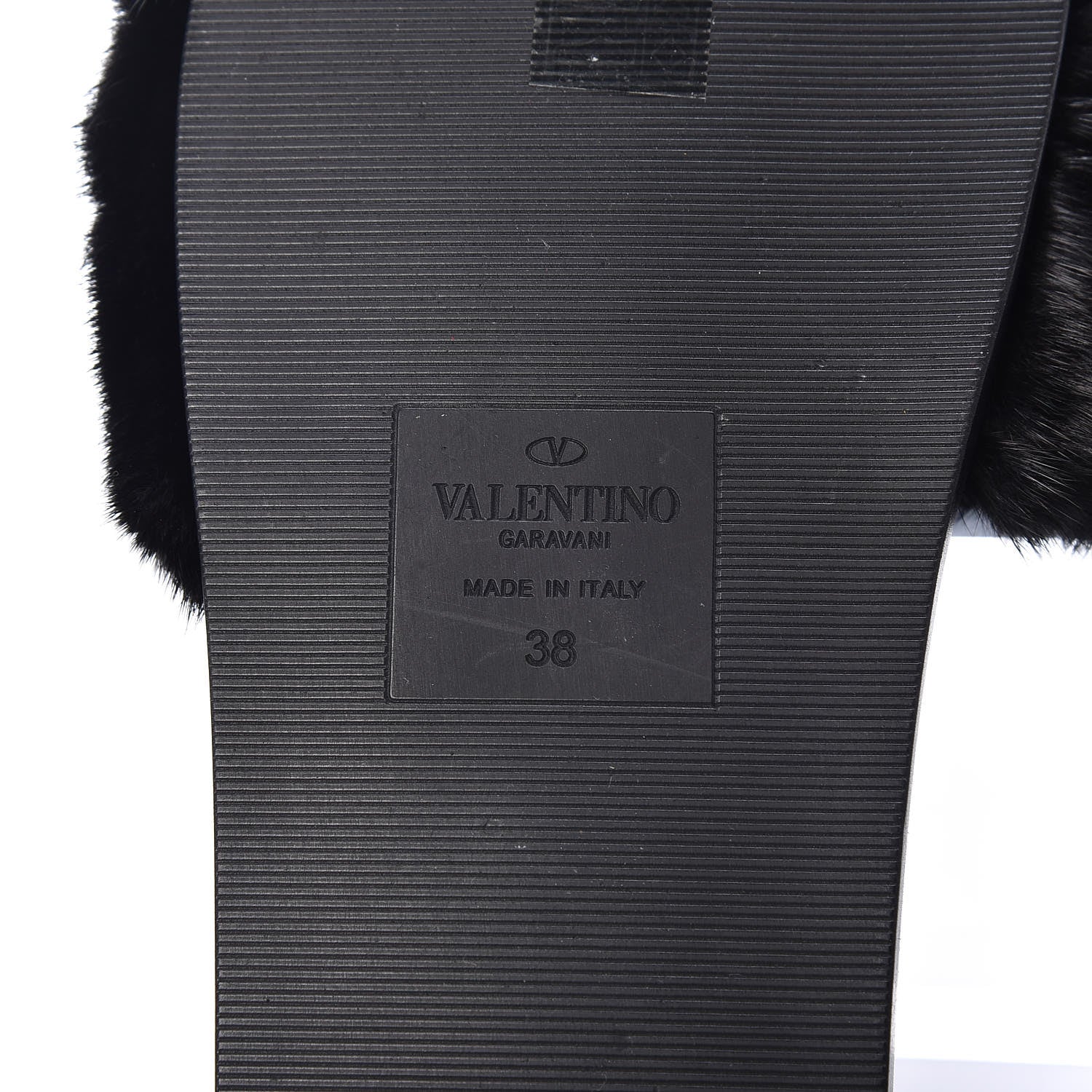 Valentino Garavani Mink Fur Rockstud Slide Sandals 38 Black 6 of 8