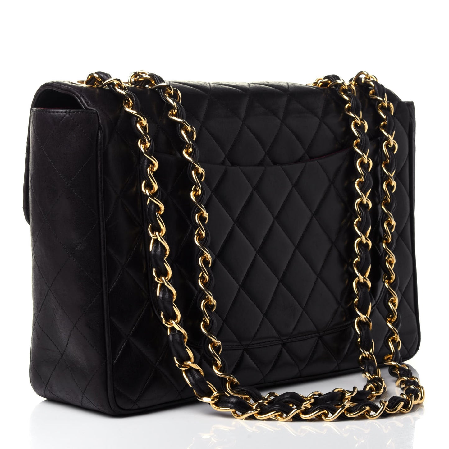 Lambskin Quilted Jumbo Single Flap Black