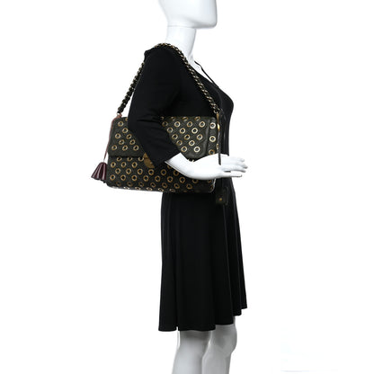 Marc Jacobs Goatskin Quilted Grommet Gotham Eyelet Shoulder Bag Bottle Green 2 of 9