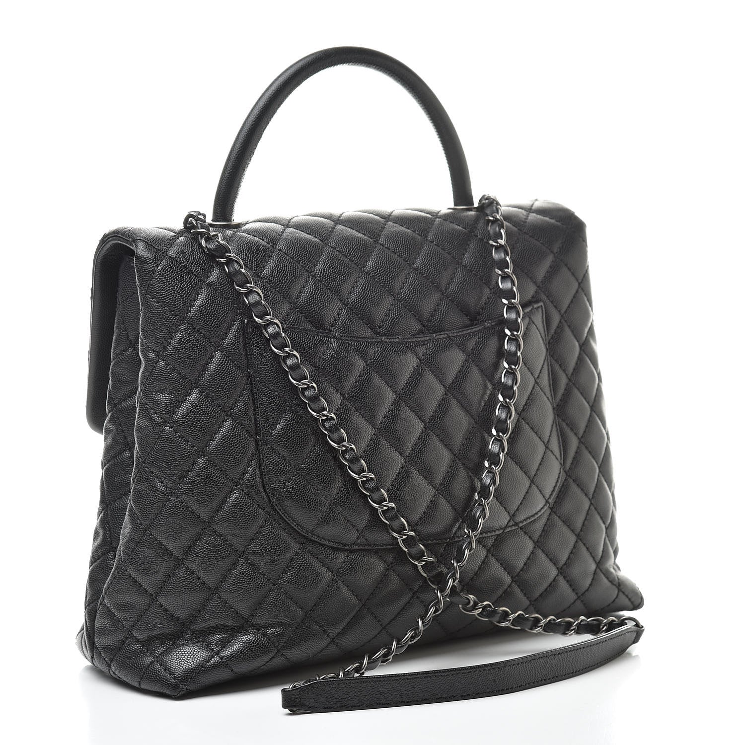 Chanel Caviar Quilted Large Coco Handle Flap Black 3 of 11
