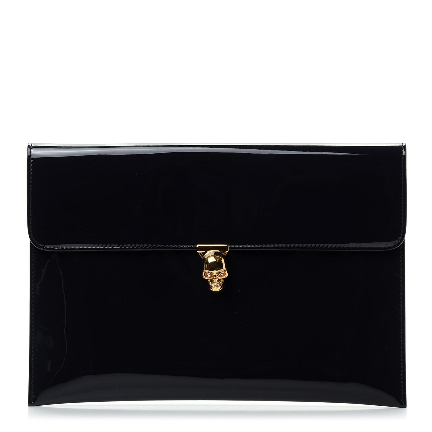 Patent Skull Lock Envelope Clutch