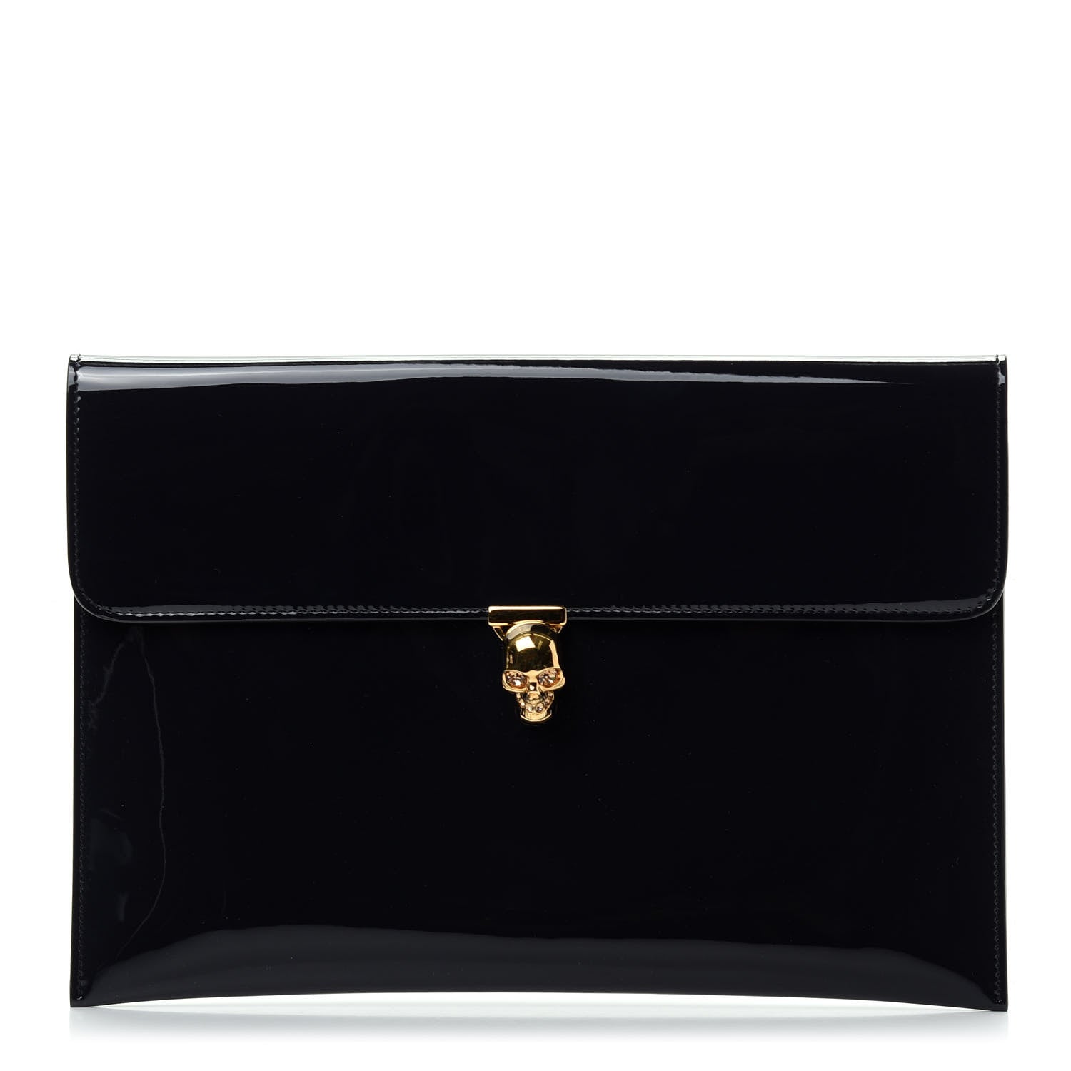 Alexander McQueen Patent Skull Lock Envelope Clutch 1 of 7
