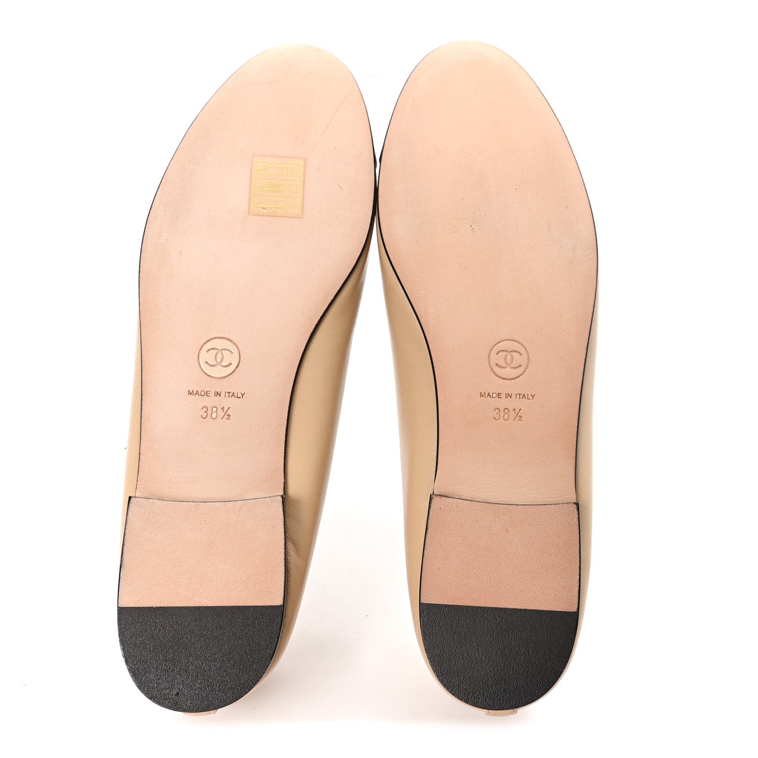 Chanel Lambskin Cap Toe CC Ballerina Flats 38.5 Beige Black 6 of 10