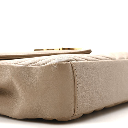 Saint Laurent Sheepskin Matelasse Chevron Monogram Medium College Bag Dark Beige 9 of 11