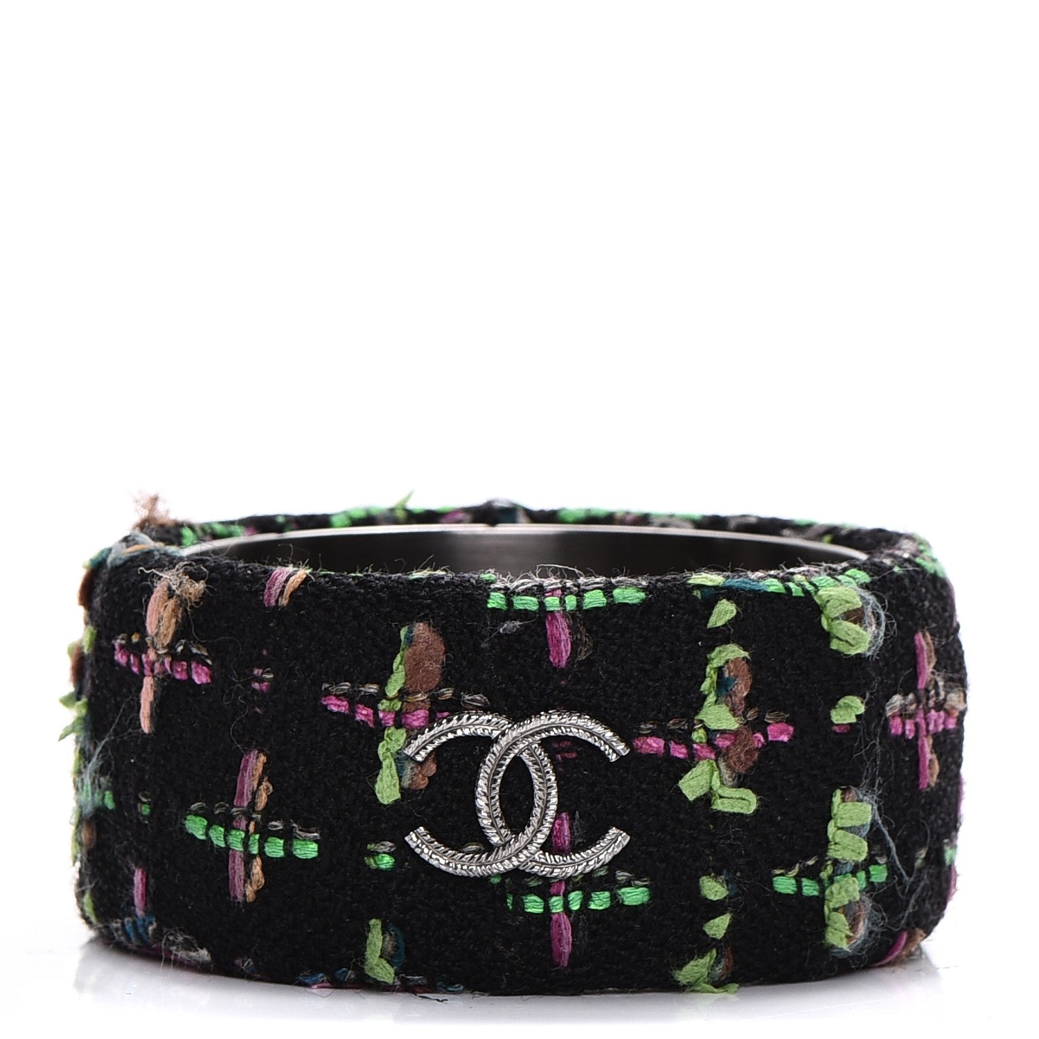 Chanel Tweed CC Wide Bangle M Black Multicolor 1 of 4