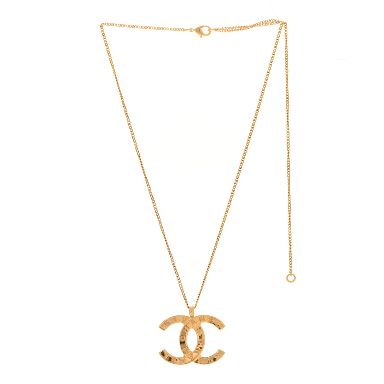 Chanel Metal CC Paris Button Necklace Gold 3 of 6