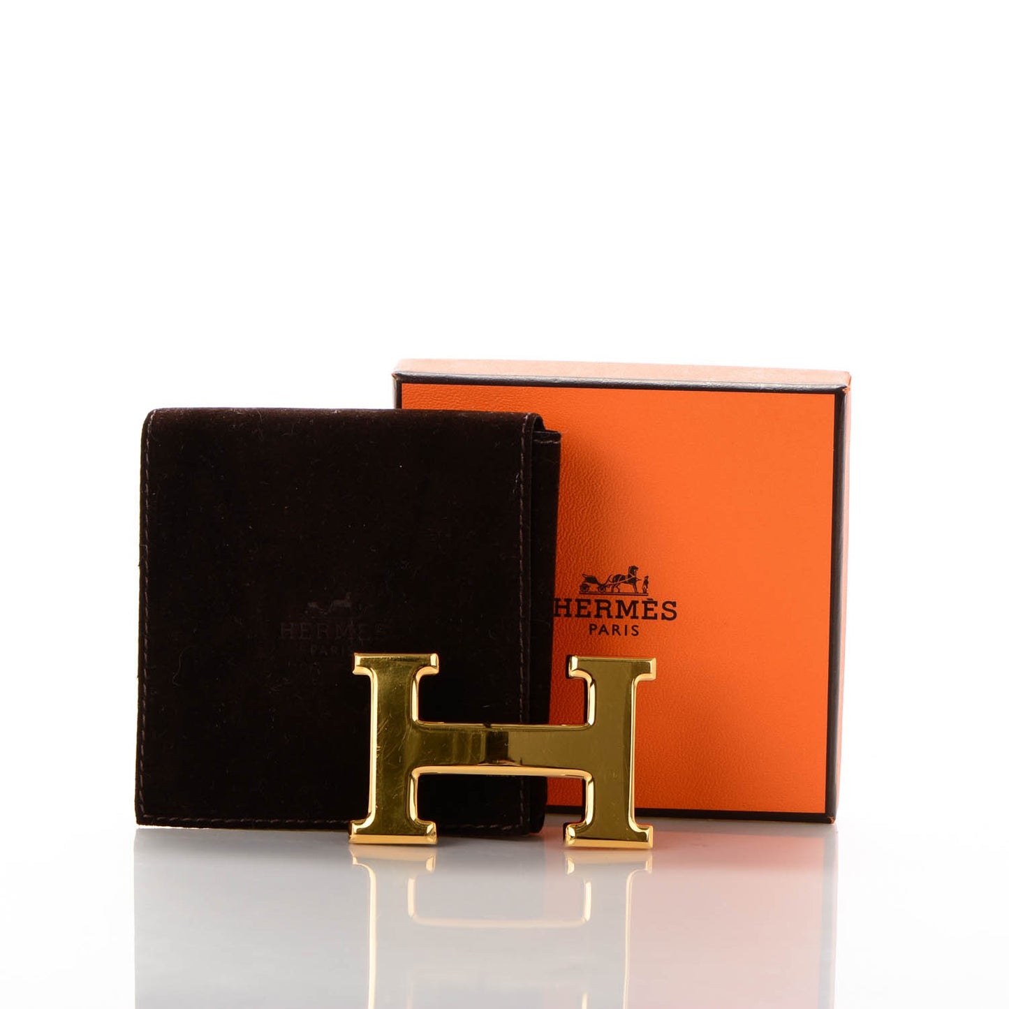 Polished 32mm H Belt Buckle Gold